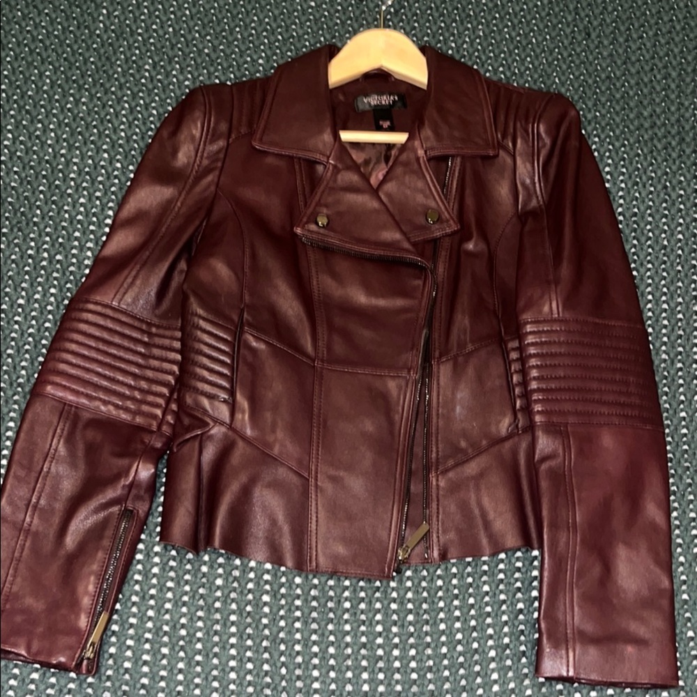 Rare Vintage Y2K Victoria's Secret Burgundy Leather Jacket